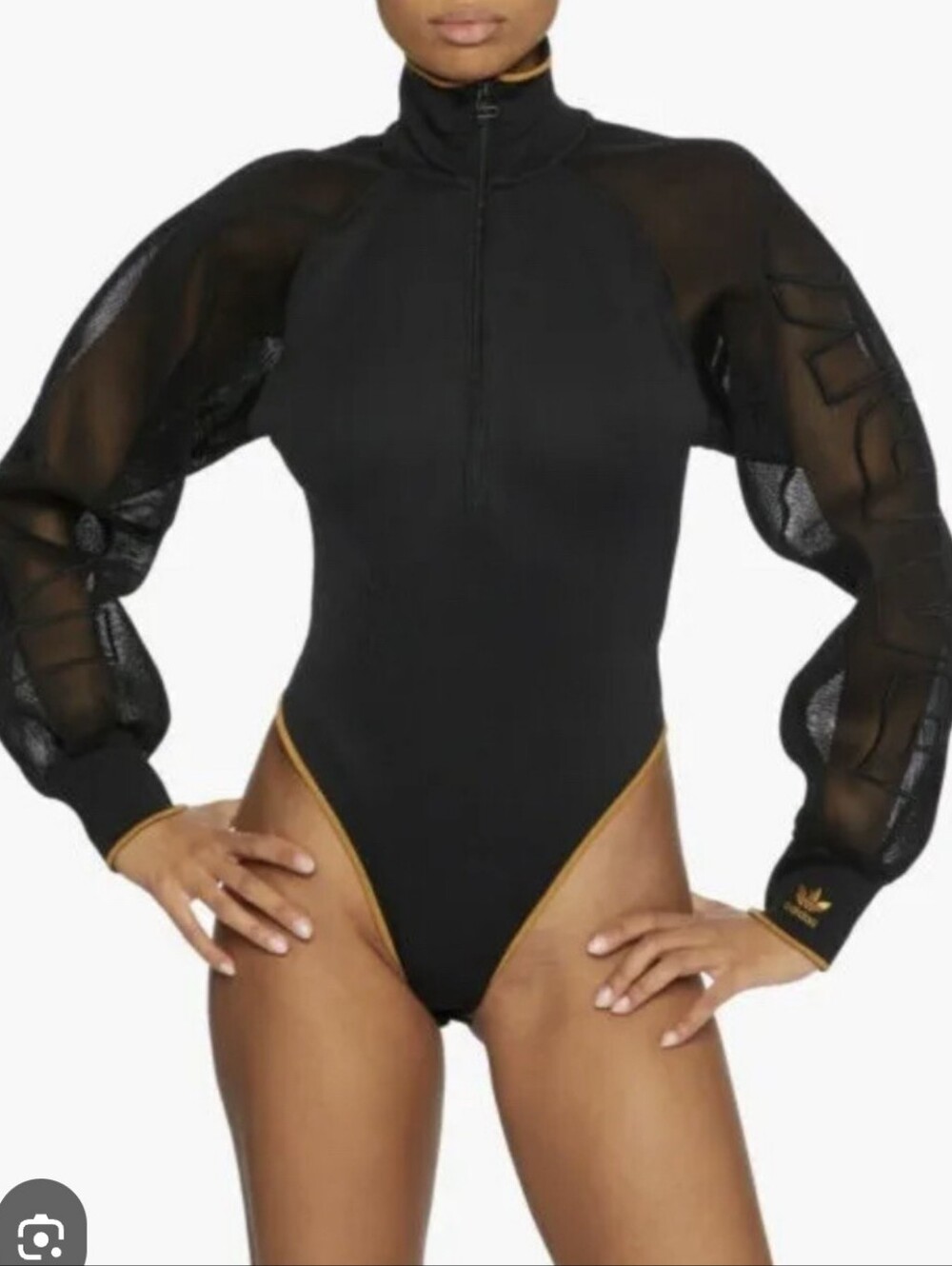 IVY PARK Black Bodysuit with Gold Trim, Like New.